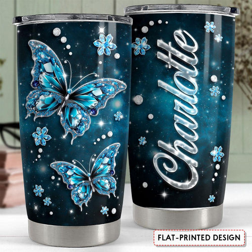 Personalized Butterfly Tumbler Jewelry Style