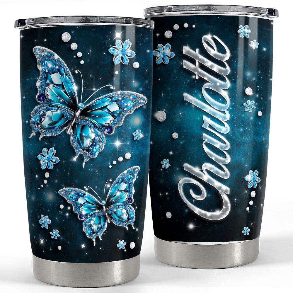 Personalized Butterfly Tumbler Jewelry Style