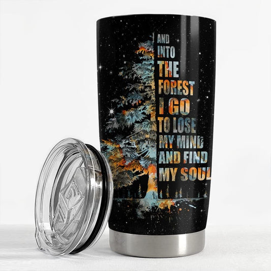 Personalized Camping Tumbler Wolf Forest Picnic Style Best Gift