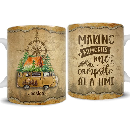 Personalized Camping Van Mug Vintage Style