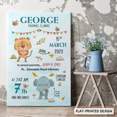 Personalized Canvas Baby Boy Stats For Nursery