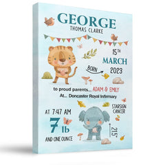 Personalized Canvas Baby Boy Stats For Nursery