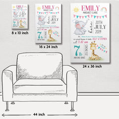 Personalized Canvas Baby Girl Stats For Nursery
