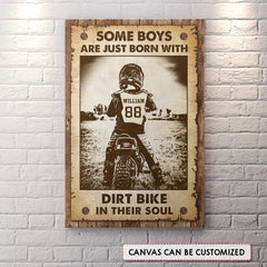 Personalized Canvas Biking Boy Rustic Style Wall Decor Gift