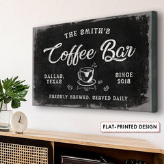 Personalized Canvas Coffee Bar Sign Kitchen