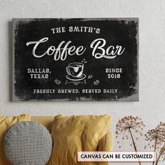 Personalized Canvas Coffee Bar Sign Kitchen