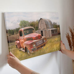 Personalized Canvas For Couple Vintage Red Car