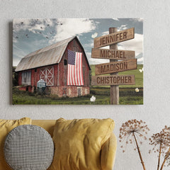 Personalized Canvas For Family American Barn Flag