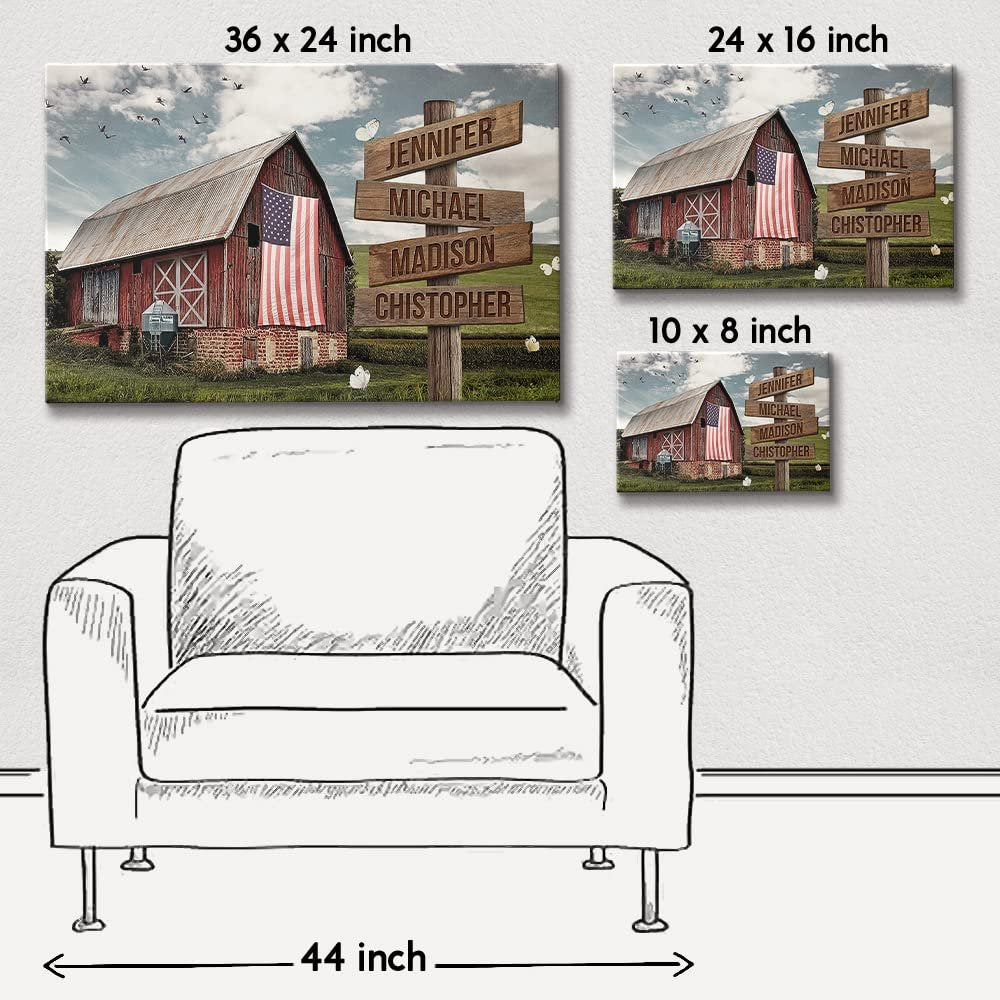 Personalized Canvas For Family American Barn Flag