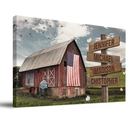 Personalized Canvas For Family American Barn Flag