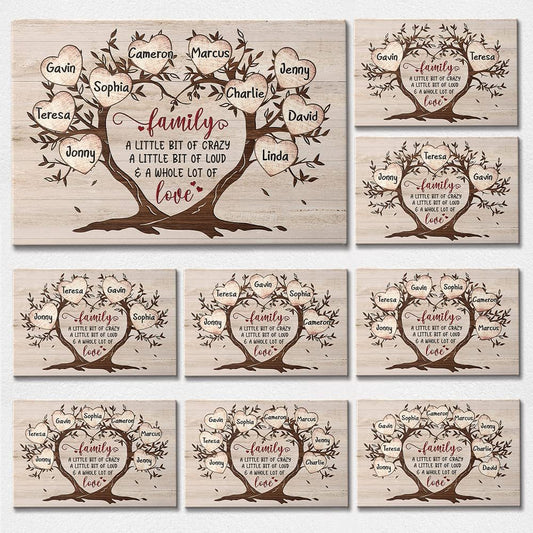 Personalized Canvas For Family Tree Of Hearts Arts
