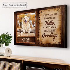 Personalized Canvas Memorial Pet My Hardest Goodbye