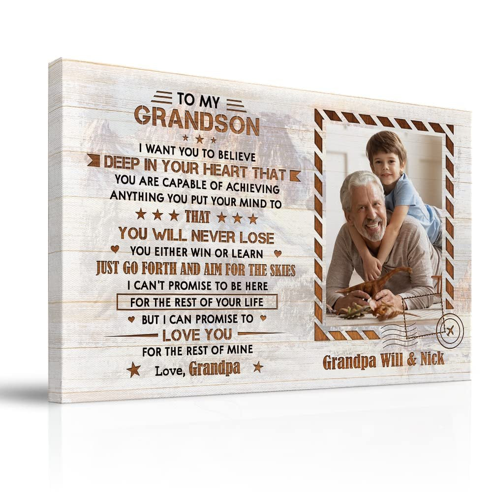 Personalized Canvas Photo Frame Kids And Grandpa