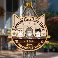 Personalized Cat Door Sign Spoiled Cats Live Here