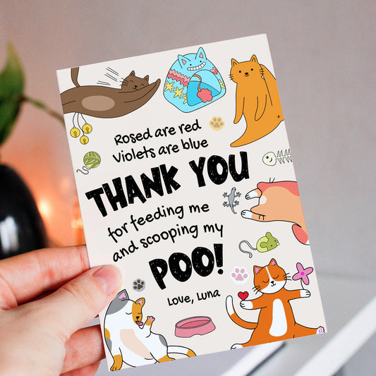 Personalized Cat Mom Greeting Card Thank You For Feeding Me