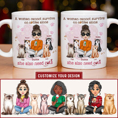 Personalized Cat Mom Mug Cute Cats Mug for Girl