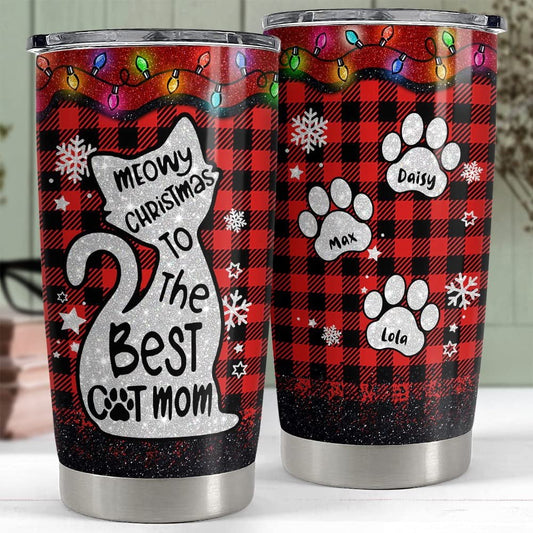 Personalized Cat Mom Tumbler Meowy Christmas Mother's Day Gifts
