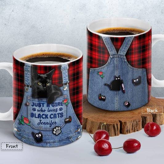 Personalized Cat Mug Just A Girl Loves Black Cats