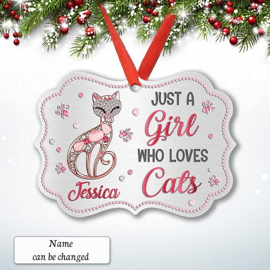 Personalized Cat Ornament Jewelry Style Just A Girl Loves Cats