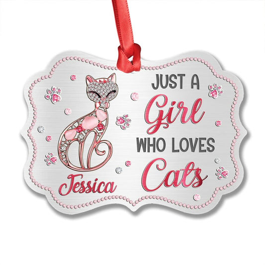 Personalized Cat Ornament Jewelry Style Just A Girl Loves Cats