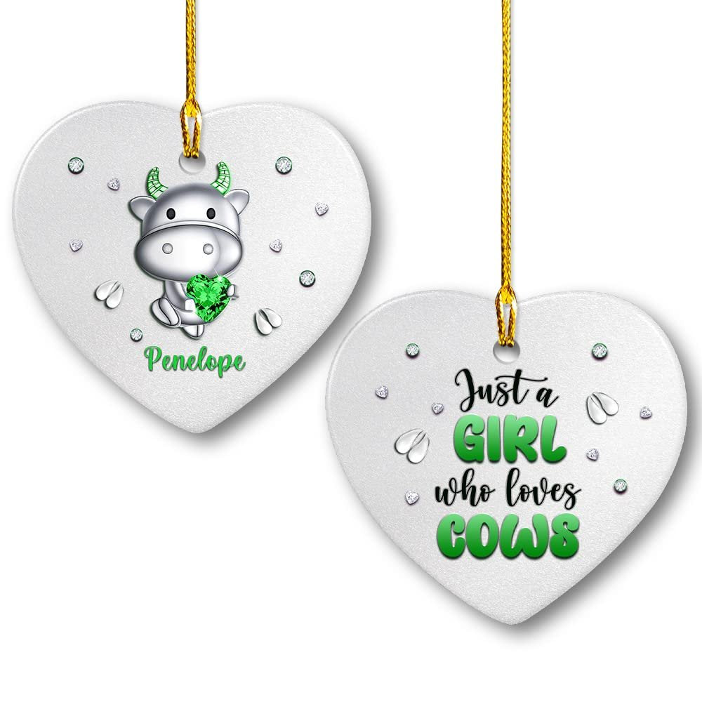 Personalized Ceramic Cow Lover Ornament Jewelry Style