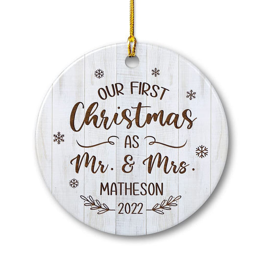 Personalized Ceramic Ornament First Xmas Mr & Mrs Couple