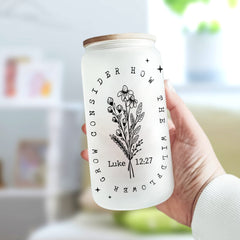 Personalized Christian Frosted Bottle Consider How Wild Flowers Grow