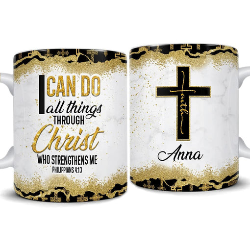 Personalized Christian Mug Bible Verse Marble Drawing