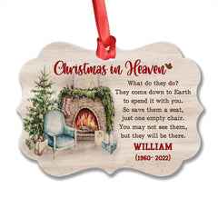 Personalized Christmas In Heaven Memorial Ornament Empty Chair
