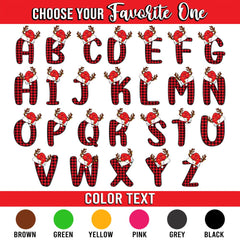 Personalized Christmas T-Shirt Custom Initial Letter