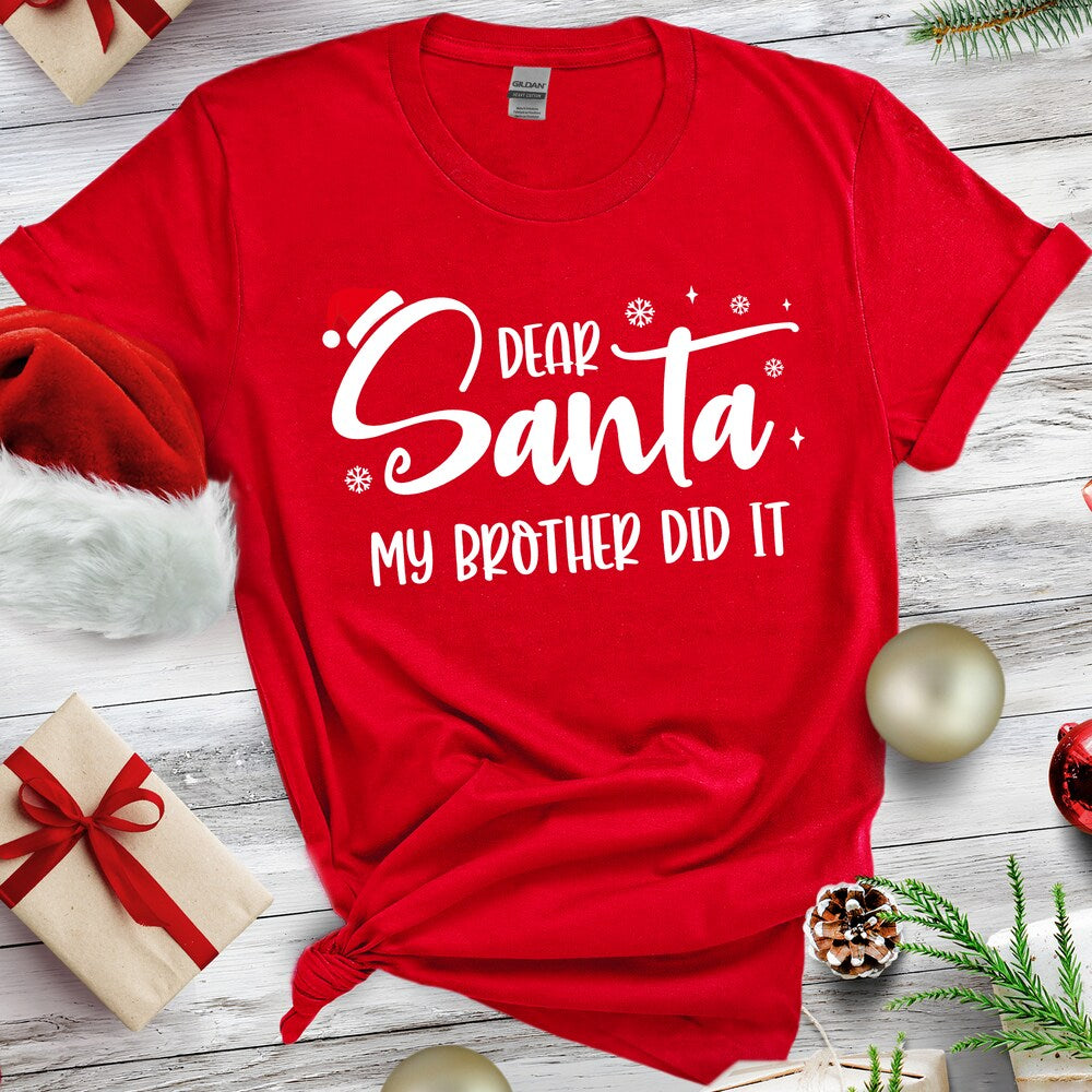 Personalized Christmas T-Shirt Dear Santa Just Bring Wine