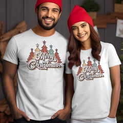 Personalized Christmas T-Shirt Pine Tree Motifs