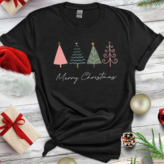 Personalized Christmas T-Shirt Pine Tree Motifs And Unique Fonts