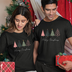 Personalized Christmas T-Shirt Pine Tree Motifs And Unique Fonts