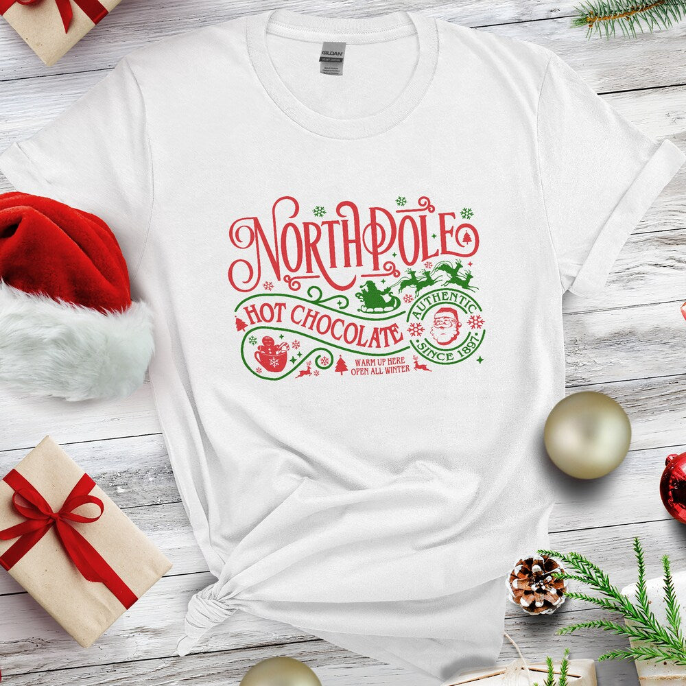 Personalized Christmas T-Shirt Warm Up Here Open All Winter