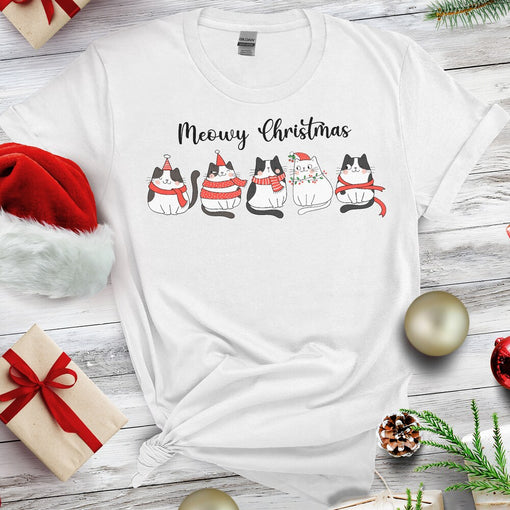 Personalized Christmas T-Shirt With Cat Motif