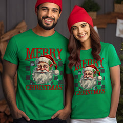 Personalized Christmas T-Shirt With Santa Claus Face Retro