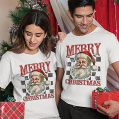 Personalized Christmas T-Shirt With Santa Claus Face Retro