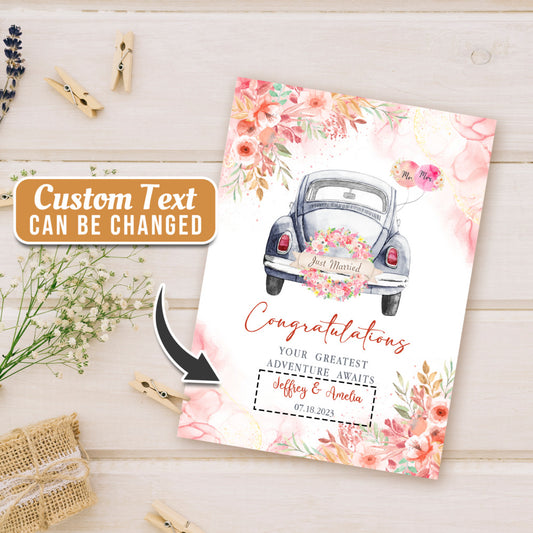 Personalized Congratulations Wedding Card Just Married
