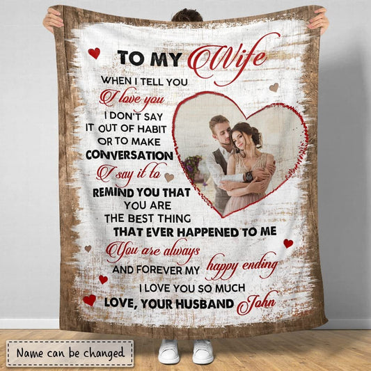 Personalized Couple Blanket Custom Photo To Wife from Husband