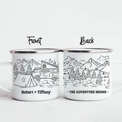 Personalized Couple Camping Mug The Adventure Begins