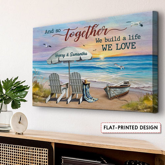 Personalized Couple Canvas Beach Art We Build A Life We Love