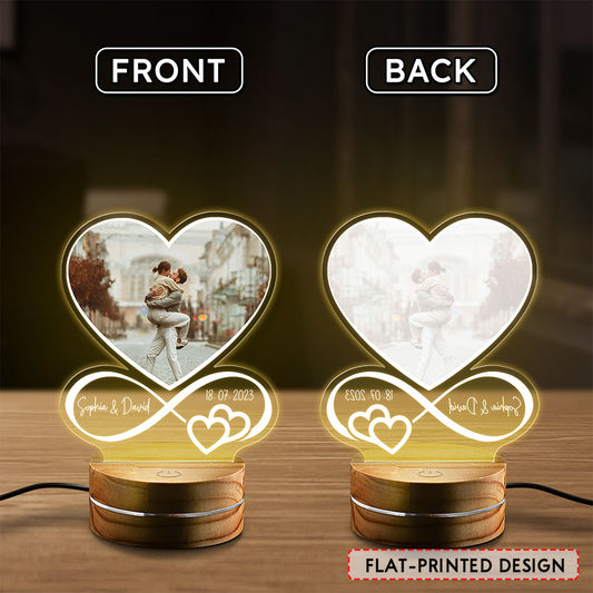 Personalized Couple Night Light Heart Design With Custom Photo