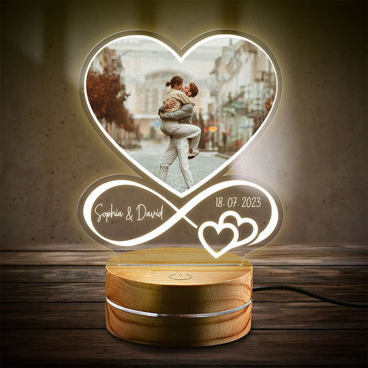 Personalized Couple Night Light Heart Design With Custom Photo