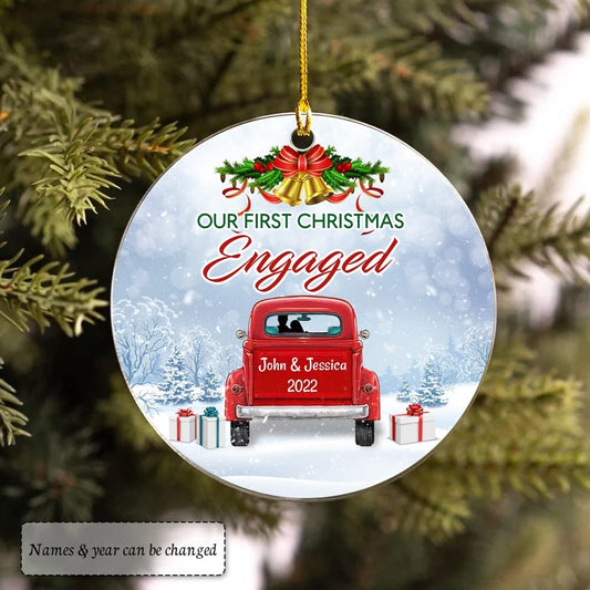 Personalized Couple Ornament First Xmas Married Red Truck