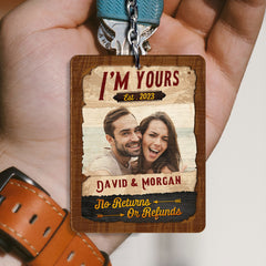 Personalized Couple Photo Keychain Lover I'm Yours No Return