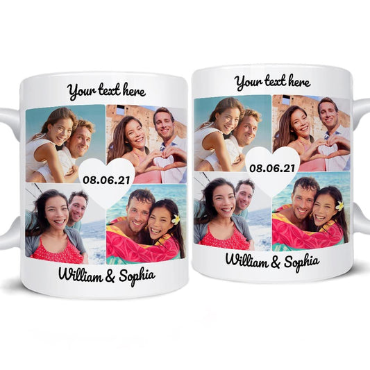 Sip on memories with the Personalized Couple Photos Collage Mug For Wife Husband – a personalized 10th-anniversary mug capturing your favorite moments together.