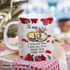 Personalized Couple Rings Mug Doves And Rings