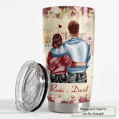 Personalized Couple Tumbler To My Wife Vintage Roses Gift From Husband