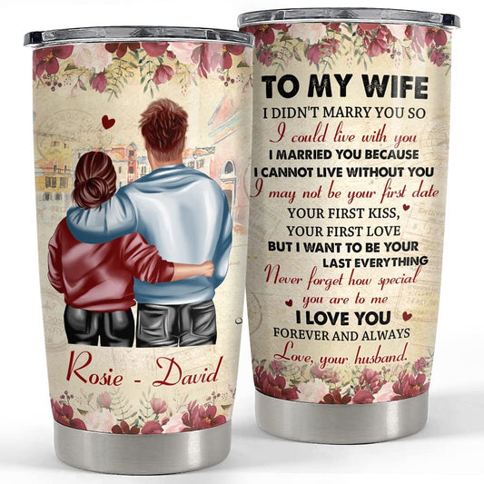 Personalized Couple Tumbler To My Wife Vintage Roses Gift From Husband